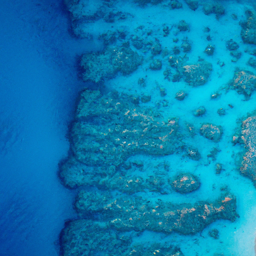 Vue drone minimaliste au-dessus d'un lagon en Polynésie française