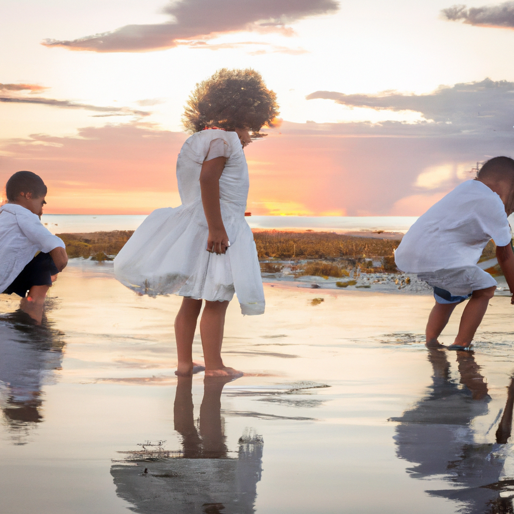 Séance famille minimaliste au coucher du soleil en Guadeloupe
